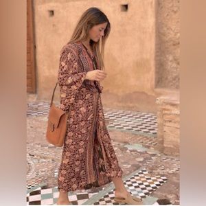 ZARA NEW WOMAN PRINTED KAFTAN KHAKI BROWN REF: 8054/255